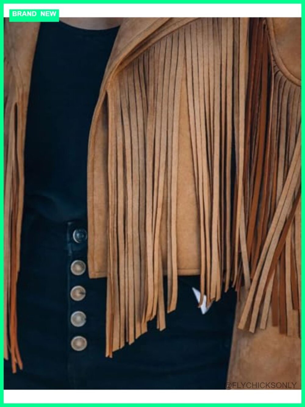 Faux Suede Leather Cropped Fringe Jacket Western Motorcycle Coat - Picture 4 of 6